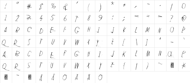 Lean on me 2 Regular  glyph index