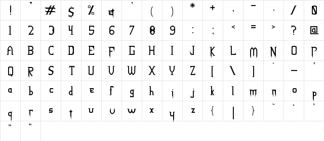 NECK ROMANCER Regular  glyph index