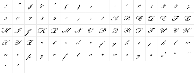 JamesIIWF Regular  glyph index