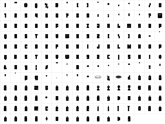 Homebase Regular  glyph index