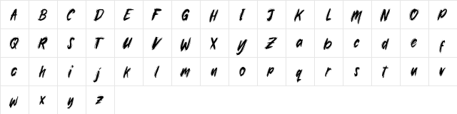 Rawkin pickles demo Regular  glyph index