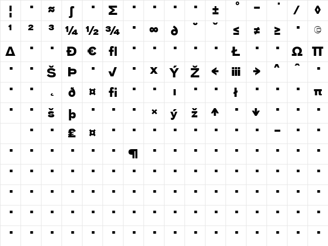 Bau-BoldExpert Regular  glyph index