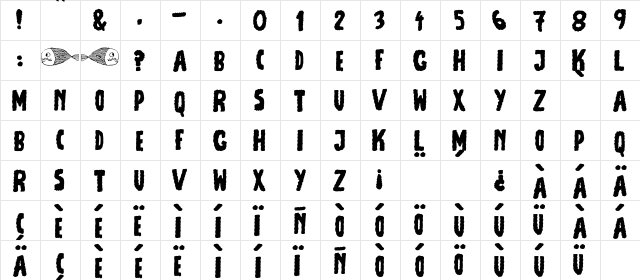 JMH Escamas Fill Regular  glyph index