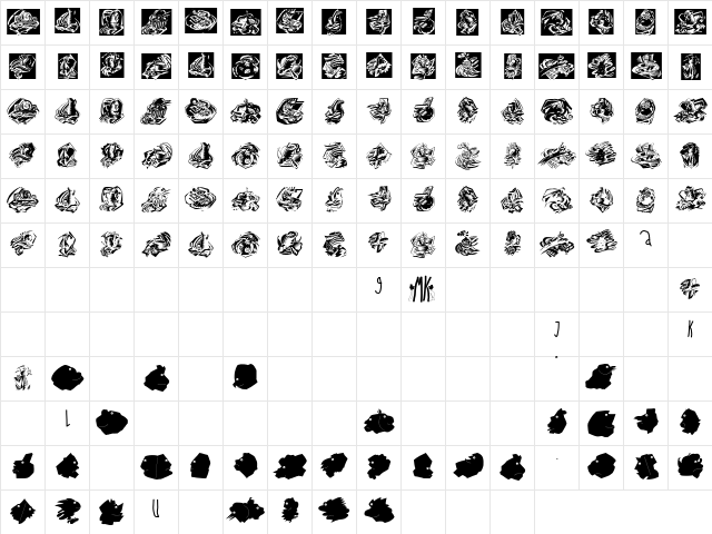 StillLebenFourKinds Regular  glyph index