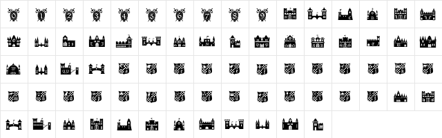 CastlesShields Regular  glyph index