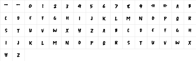 COOLERBRUSH Regular  glyph index