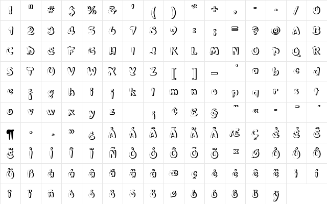 CroissantDRe1 Regular  glyph index