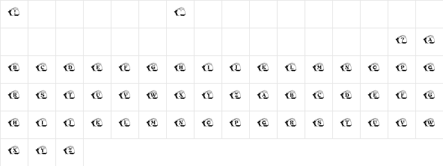 KR Kat's Caulron Regular  glyph index