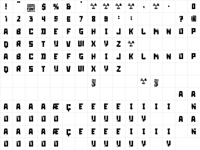Chernobyl Regular  glyph index