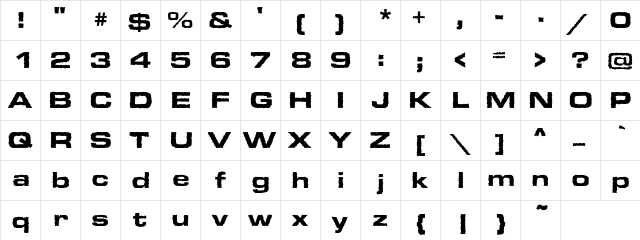 Grunge Urostl Ext Black Regular  glyph index