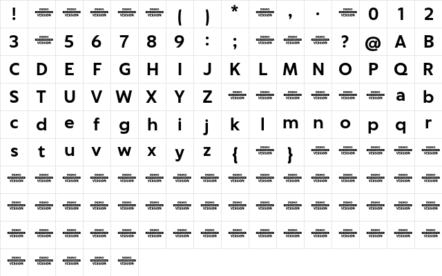 Captura Bold Demo  glyph index