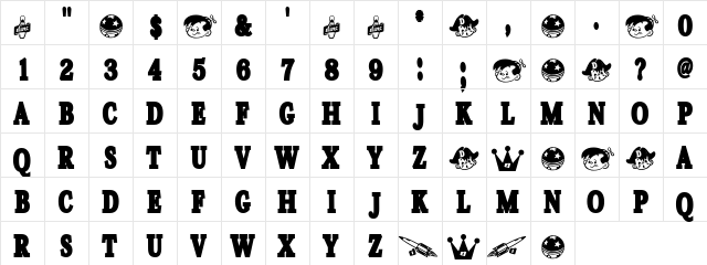 Boys Regular  glyph index