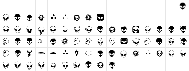 Cosmic Friends Regular  glyph index