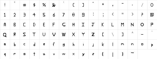 Z Font Regular  glyph index