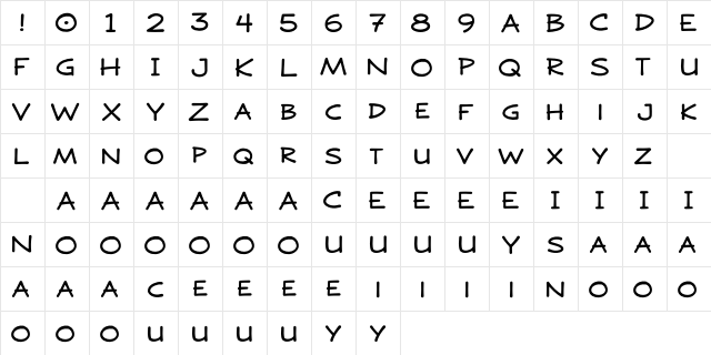 DOJO PEN MASTER DEMO Regular  glyph index