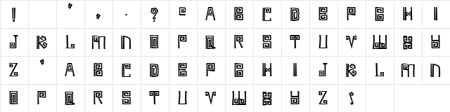 Ambages Regular  glyph index