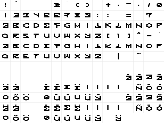 Kryptic Regular  glyph index