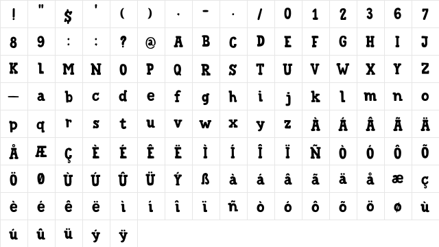 DK Trained Monkey Regular  glyph index