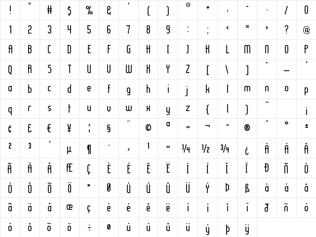 Lady Ice Revisited Regular  glyph index