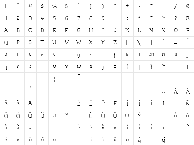White Line Fever Light 1.00 Regular  glyph index