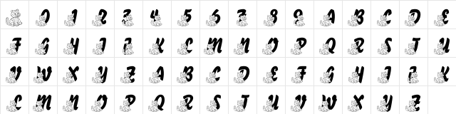 LMS A Berry Nice Cat Regular  glyph index