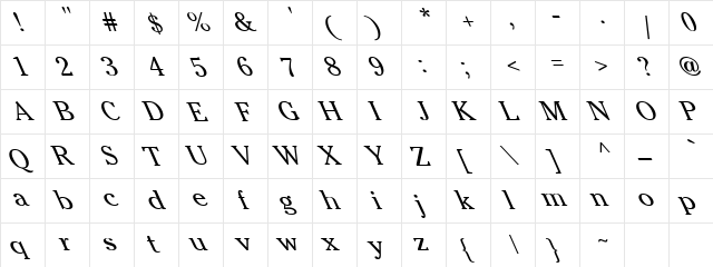 Cheltenham-Normal Extreme Lefty Regular  glyph index