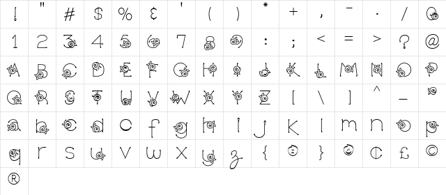 DC Rose Regular  glyph index