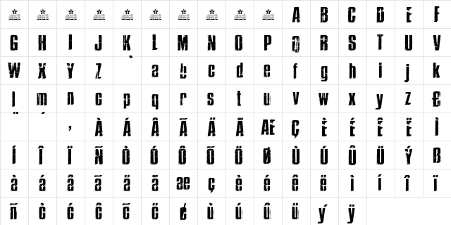 THRASHER Regular  glyph index