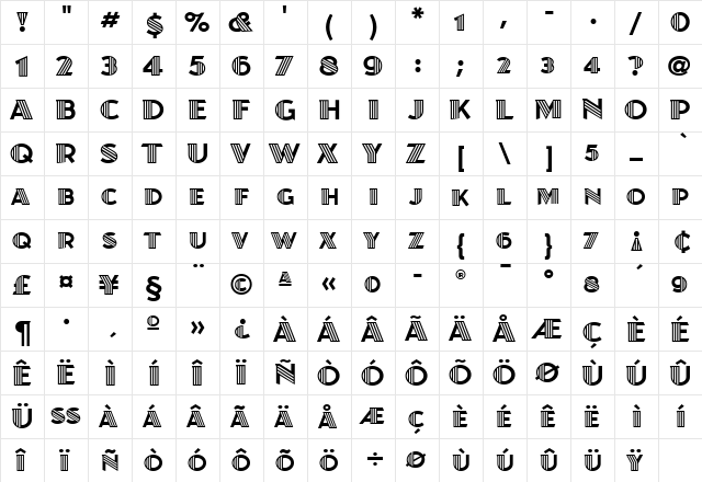 Juanita Deco ITC Bold  glyph index