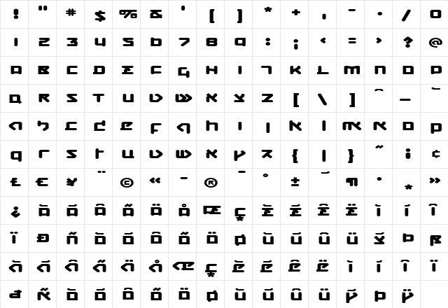 CQN-Molecular Bold  glyph index