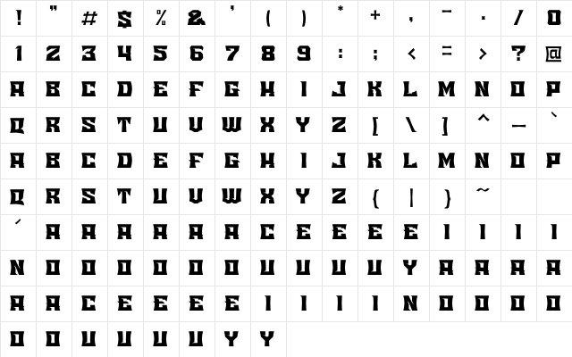 Esporta Regular  glyph index
