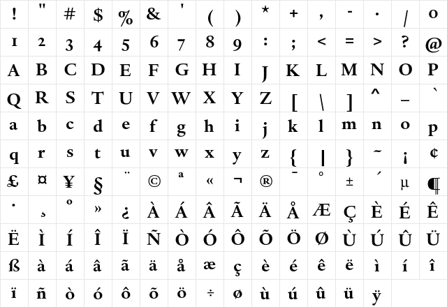 DTLHaarlemmerSD Bold  glyph index