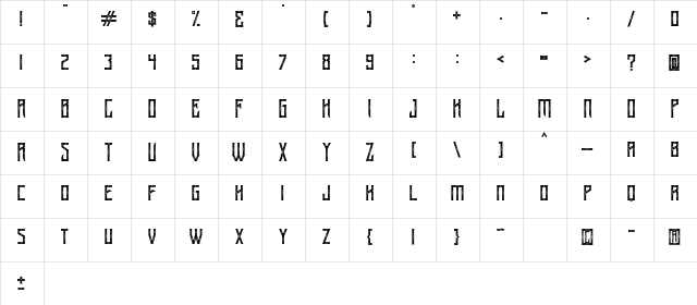 Arsenic Regular  glyph index