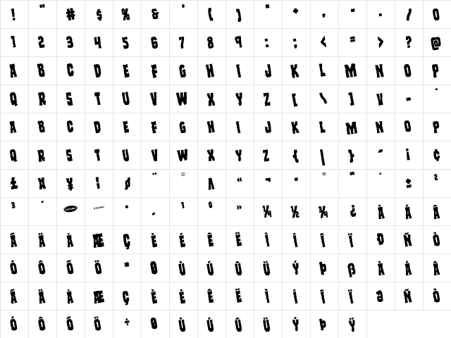 Freakfinder Rotated Regular  glyph index