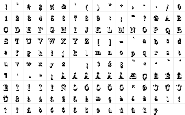 CenturyExpTRegSh1 Regular  glyph index