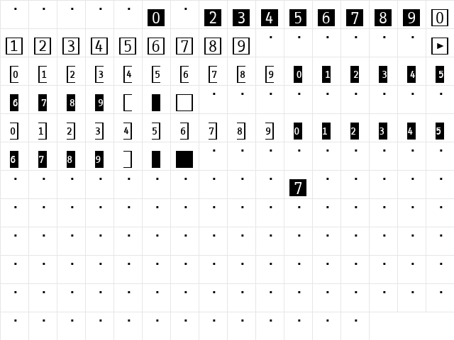 InfoOffice Regular  glyph index