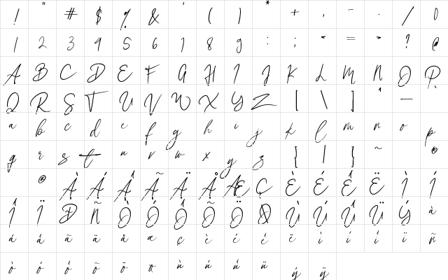 Wolussy Beauty Regular  glyph index