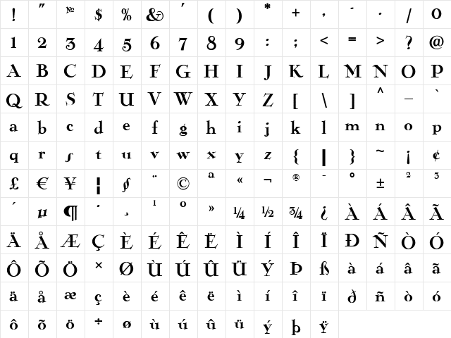 Kifisia Antigua NF Medium  glyph index