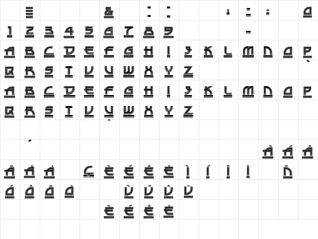 Drive Thru Capital Regular  glyph index