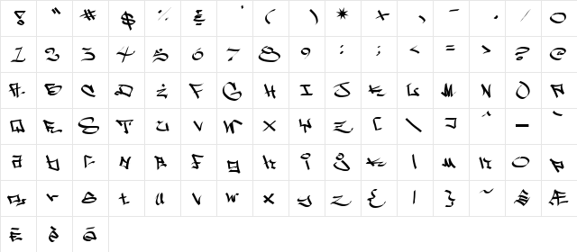West Side Plain  glyph index