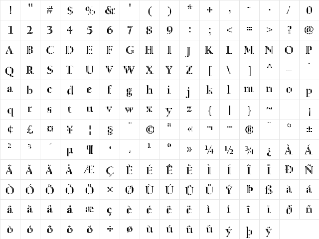 FZ ROMAN 24 STRIPED Normal  glyph index