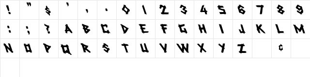 Rockmaker Lefty Regular  glyph index