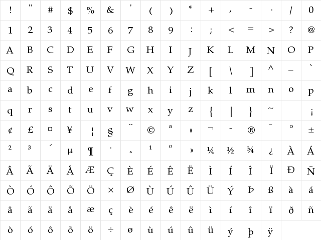 Bahij Zar Regular  glyph index