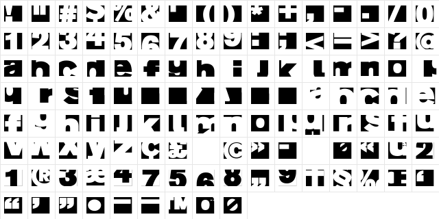 AirFragmented Regular  glyph index