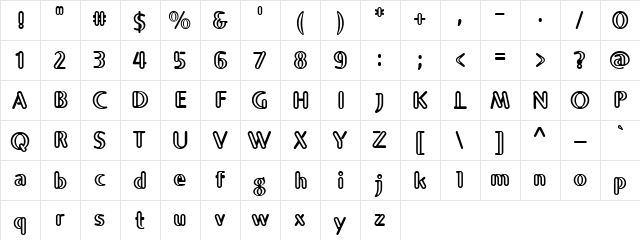 Canie Plane Regular  glyph index