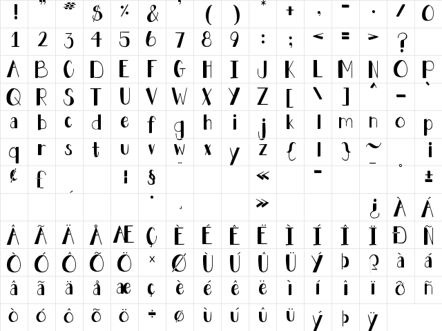 DJB  Holly Jolly Bold Regular  glyph index