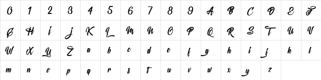 Mysterious Lovers Regular  glyph index