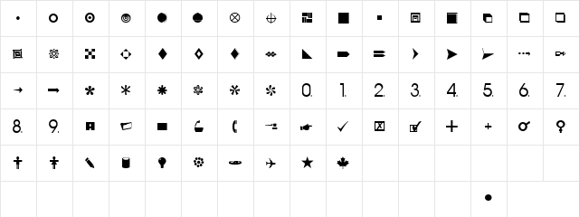Fighters Regular  glyph index