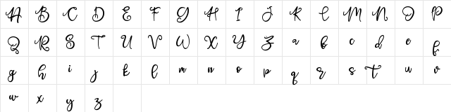 Alleluya Regular  glyph index