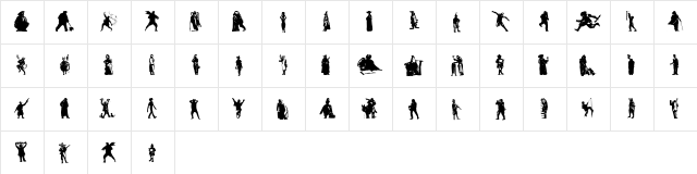 Ombres Regular  glyph index